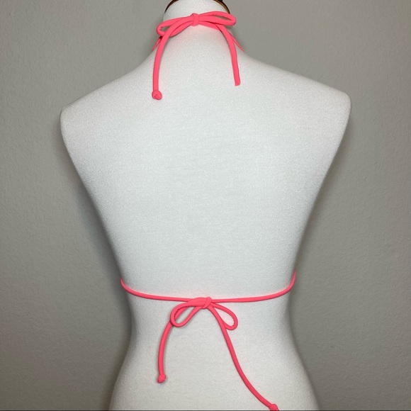 VICTORIA’S SECRET Triangle String Bikini Swim Top with Beige Ruffled Trim Medium - Picture 2 of 7